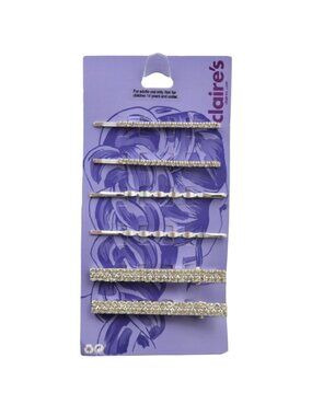 Claires Silver Rhinestone Bobby Pins Barrettes Hair Clips  6 Pack Set Wedding